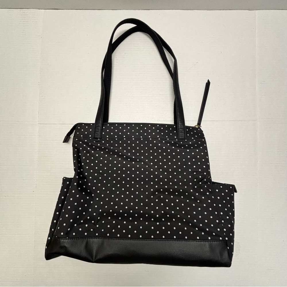 Fossil Polka Dots Tote Shoulder Bag Nylon Black White - Picture 3 of 16